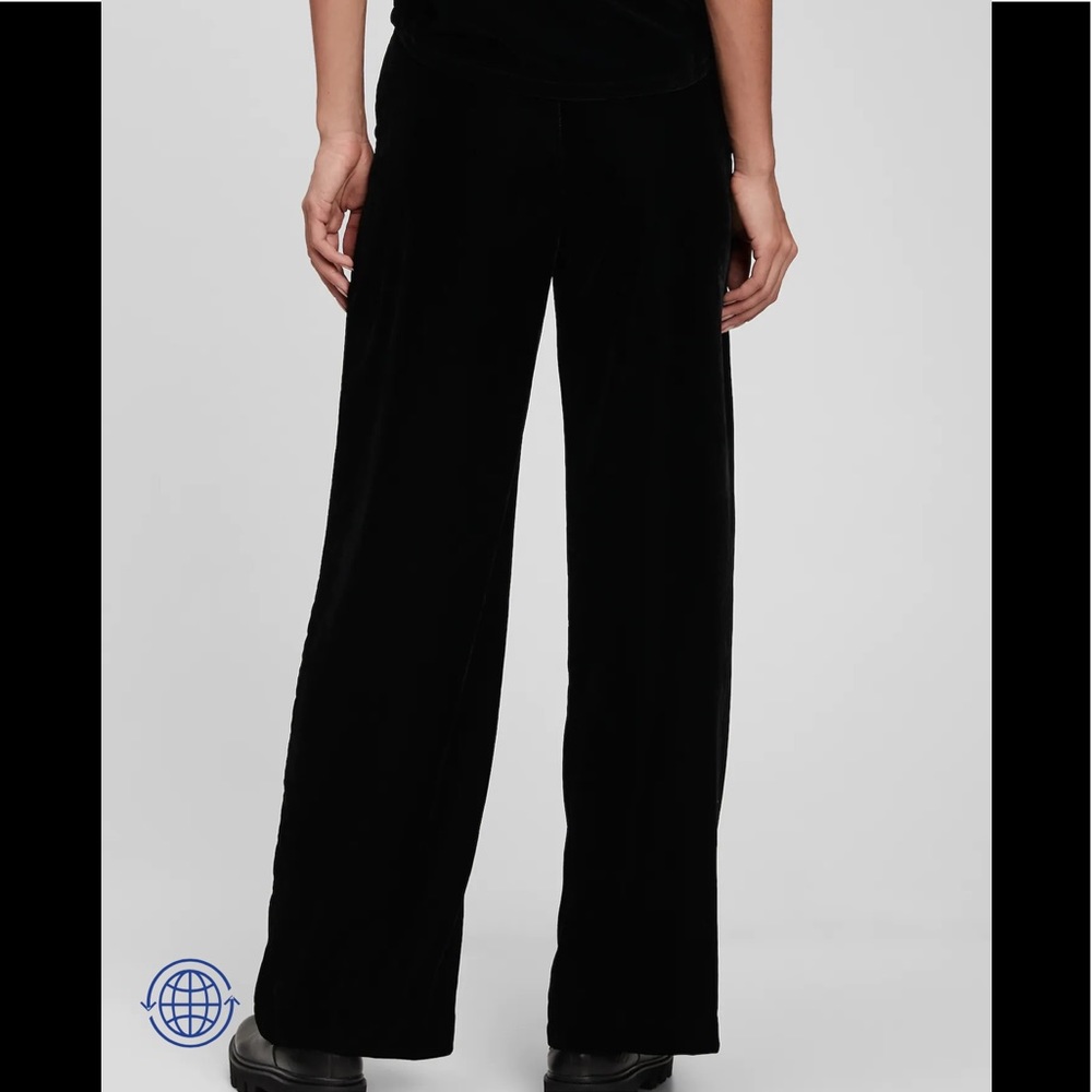 NWT GAP Recycled High Rise Velvet Wide-Leg Pants Black Sz 10 - Picture 5 of 14
